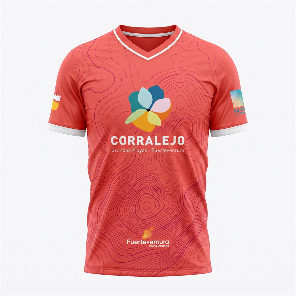 Camiseta de fútbol con cuello en pico estampada a todo color